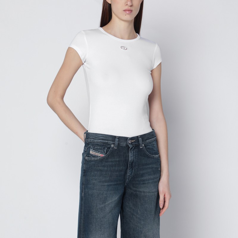 T-Angie white T-shirt with laser-cut Oval D