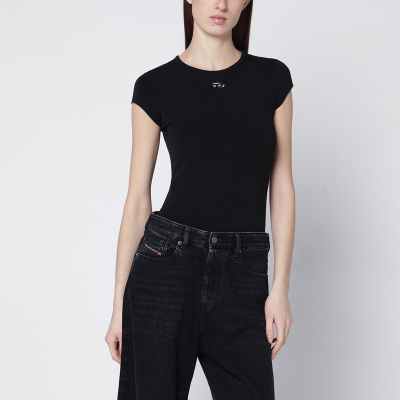 T-Angie black T-shirt with laser-cut Oval D