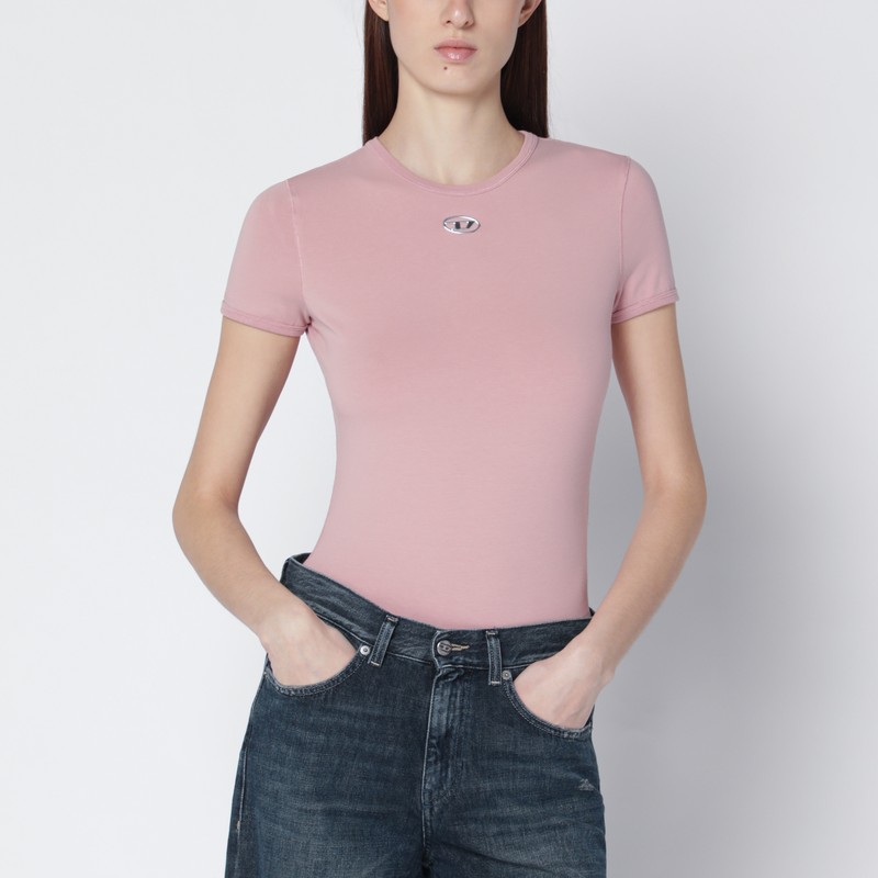 Slim-fit pink T-shirt with Oval D logo
