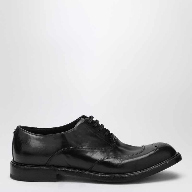 Washed black calfskin lace-up shoe