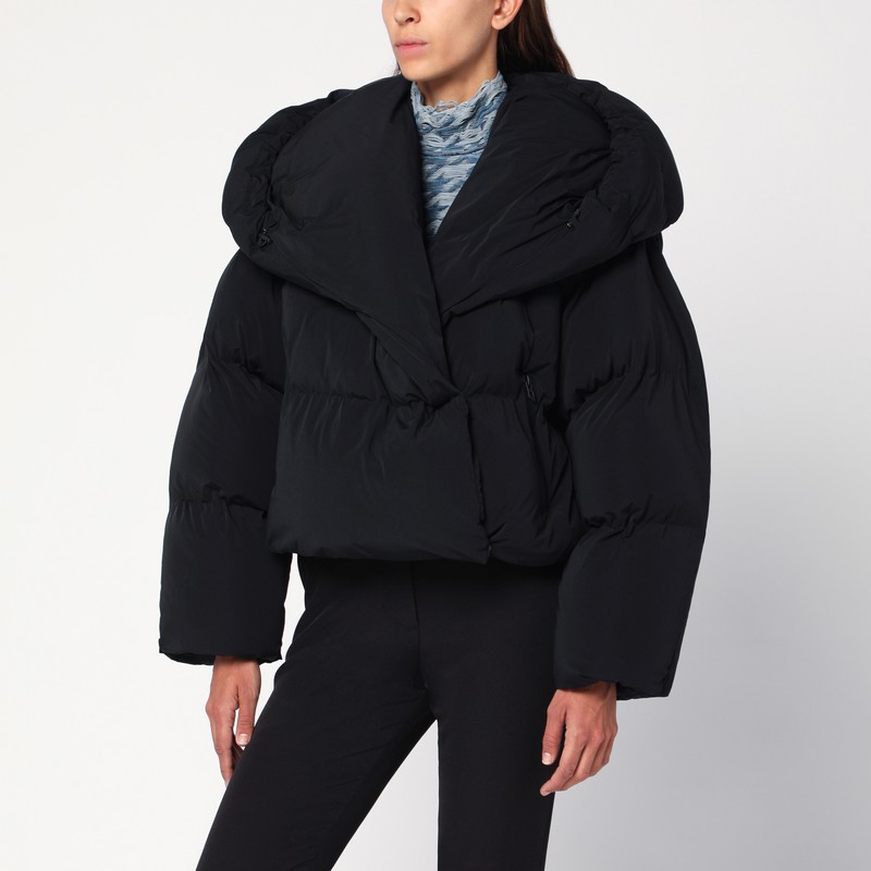 Black W-Iley-T1 wrap padded jacket
