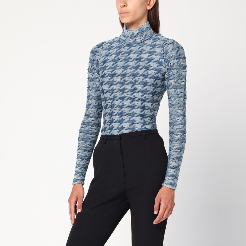 Blue/light grey patterned turtleneck sweater