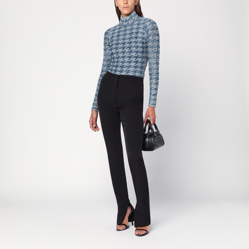 Diesel Knitwear Long Sleeve High Neck Denim Style In Blue