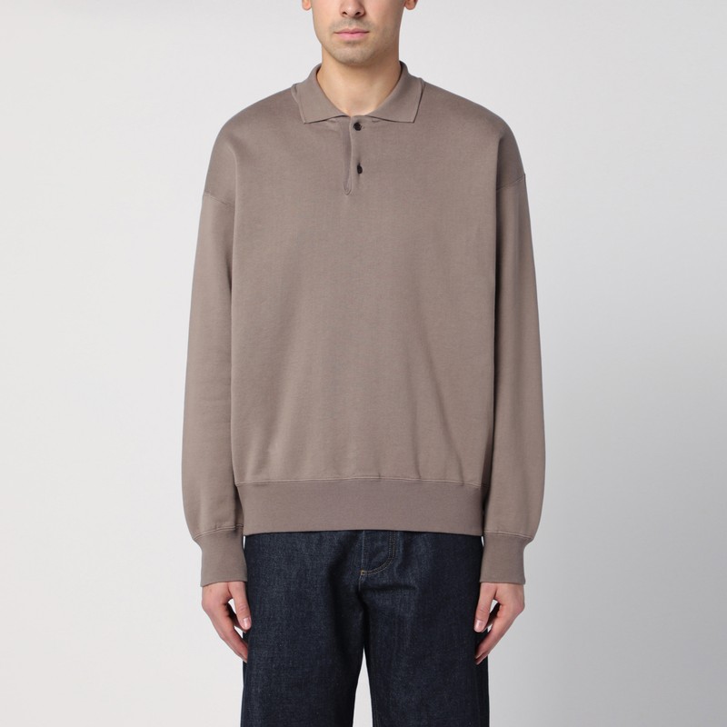 Olive Brown plush cotton polo shirt