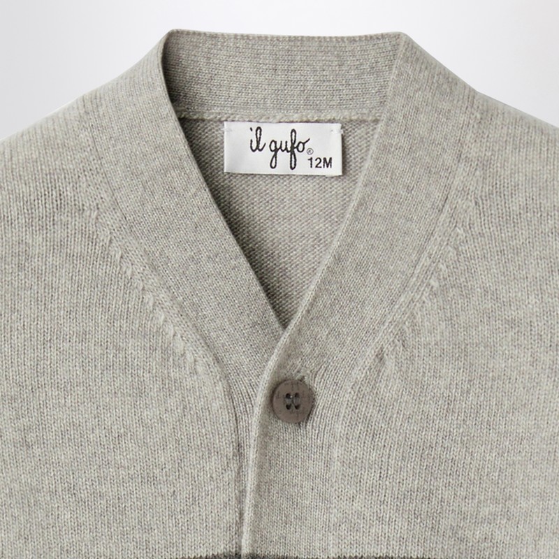 Il Gufo Colour-block Wool Cardigan In Grey