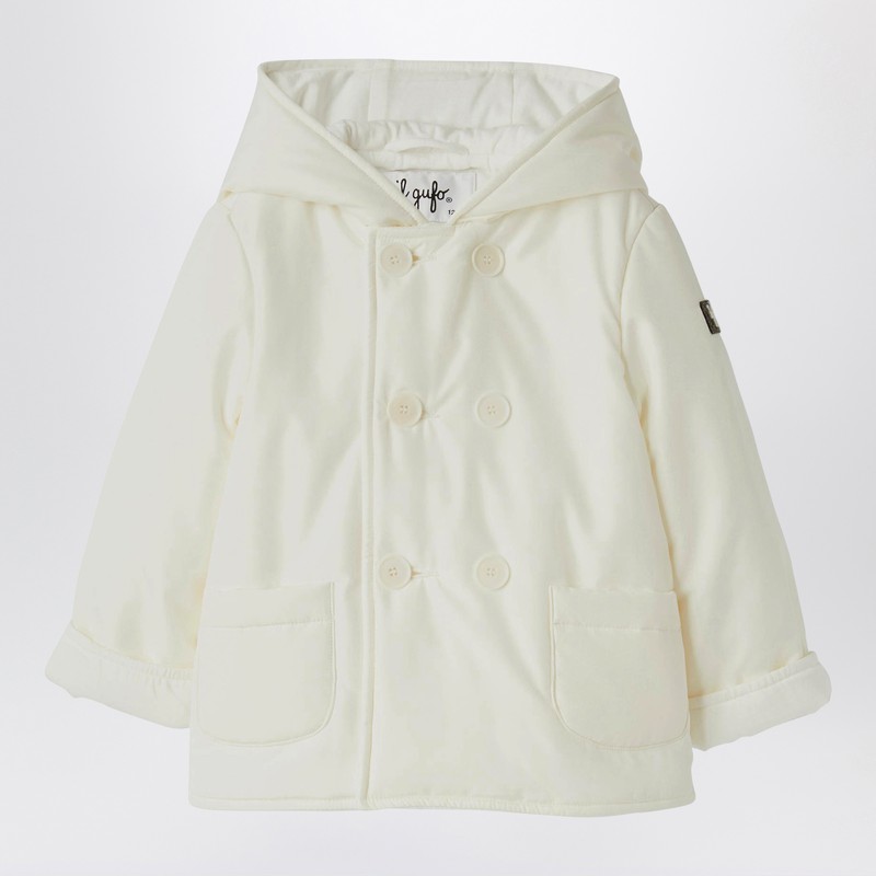 White microfibre double-breasted jacket