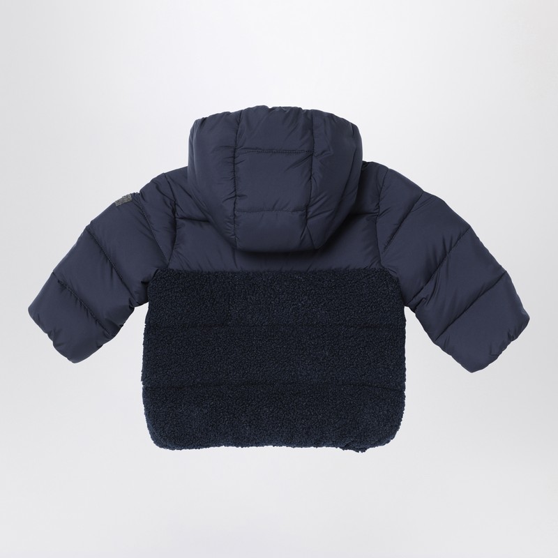 Il Gufo Navy Blue Nylon And Curly Down Jacket In Blue