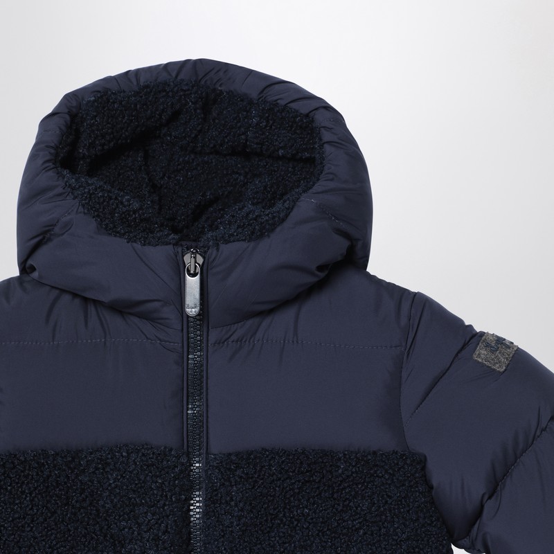 Il Gufo Navy Blue Nylon And Curly Down Jacket In Blue