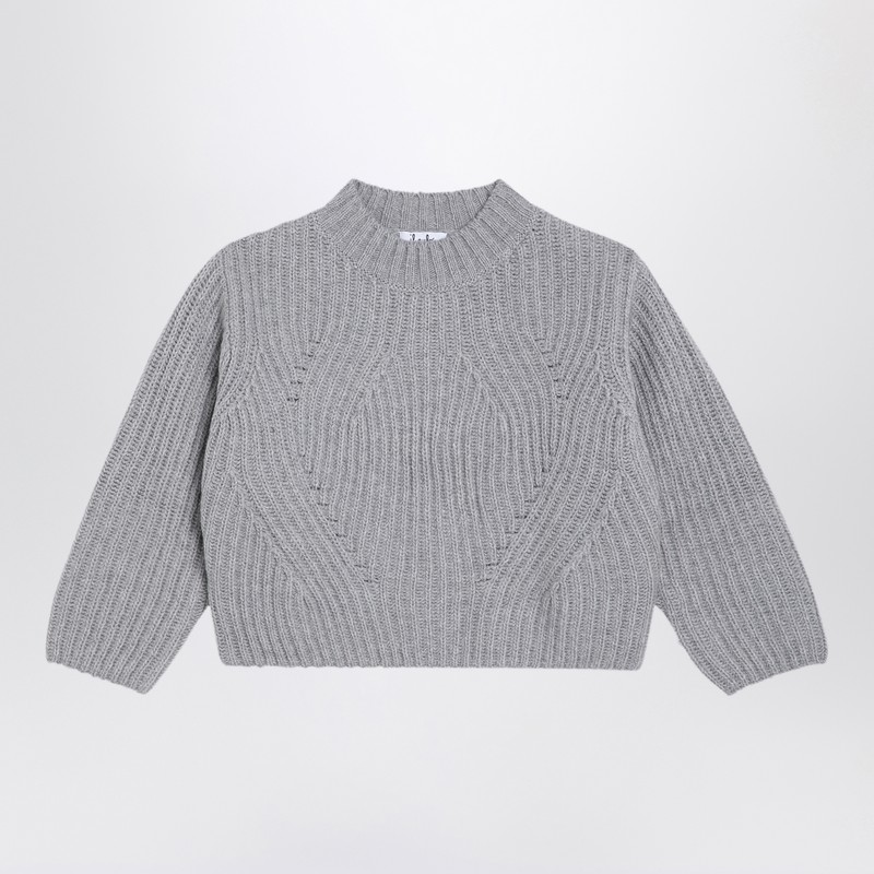 Il Gufo Grey Ribbed Wool Jumper In Grey