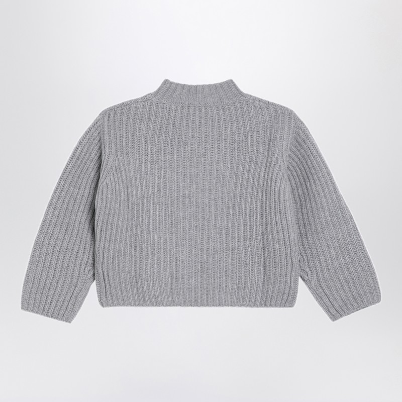 Il Gufo Grey Ribbed Wool Jumper In Grey