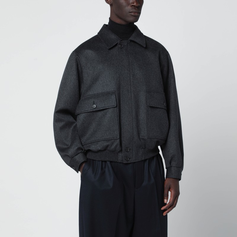 Grey cashmere zip jacket
