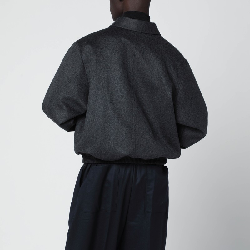 Auralee Grey Cashmere Zip Jacket Men In Gray