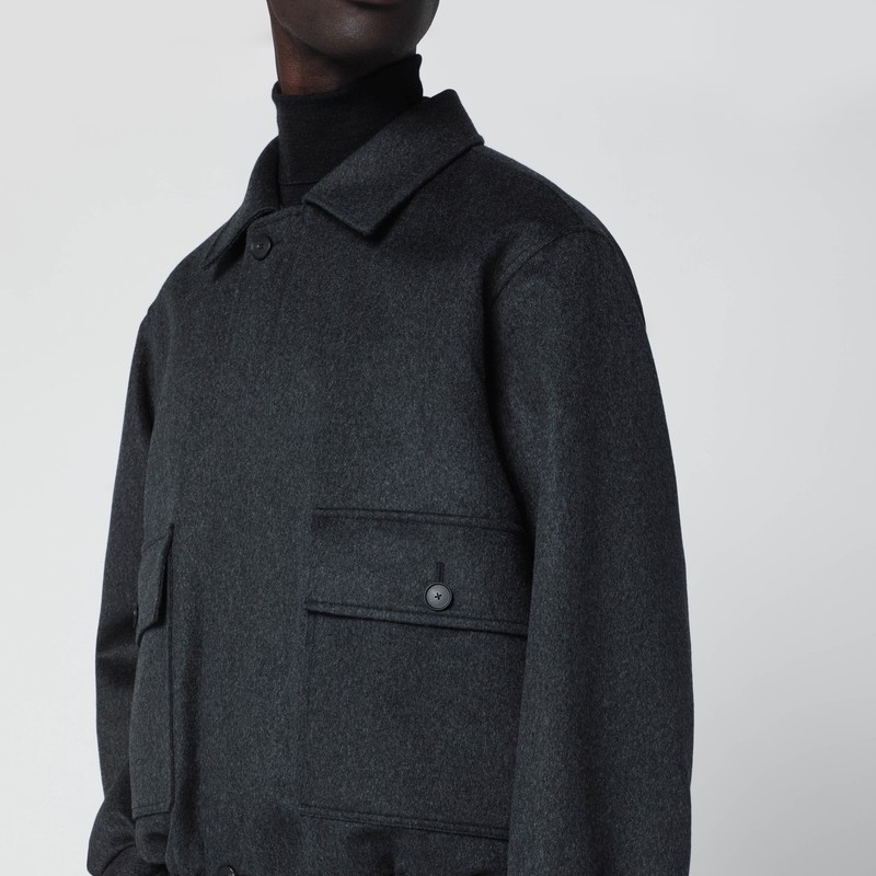 Auralee Grey Cashmere Zip Jacket Men In Gray