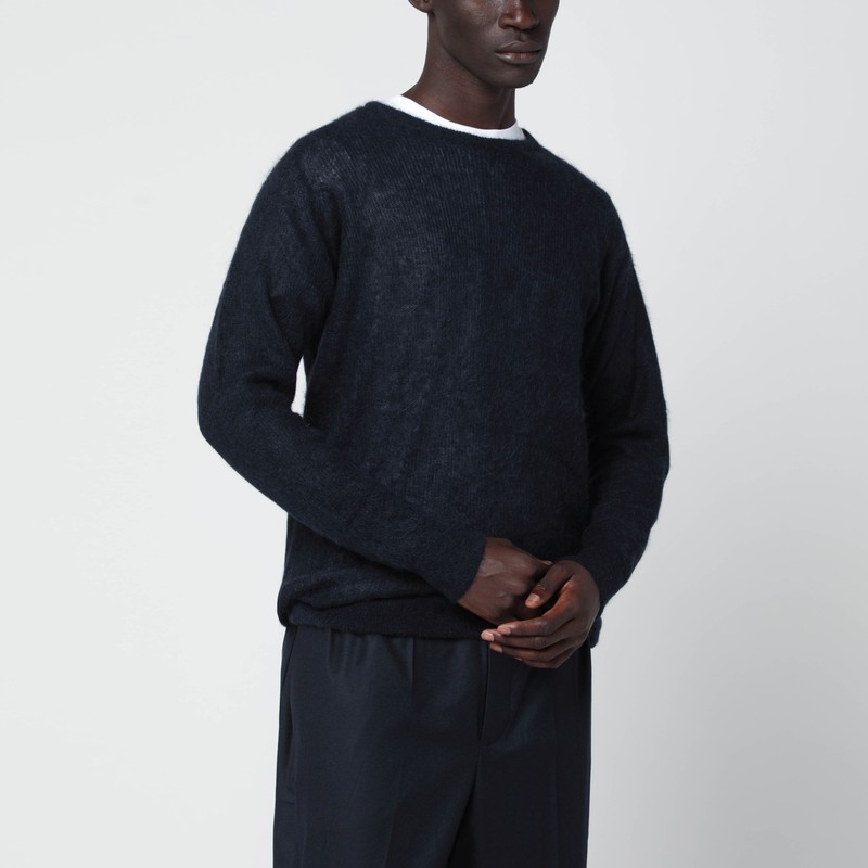 Auralee Navy Blue Alpaca Blend Sweater In Blue
