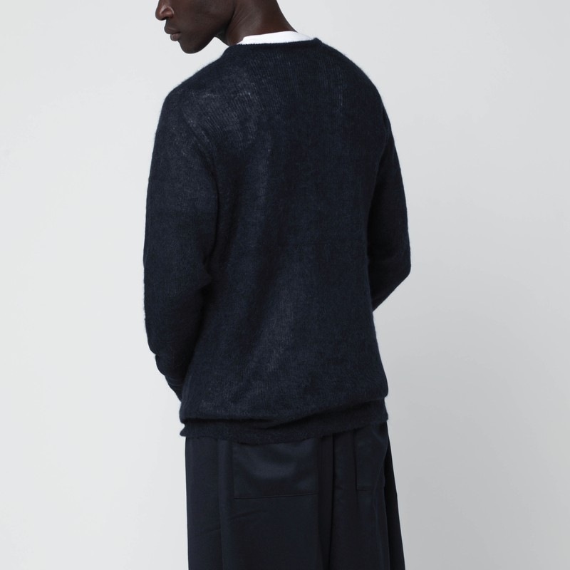 Auralee Navy Blue Alpaca Blend Sweater In Blue