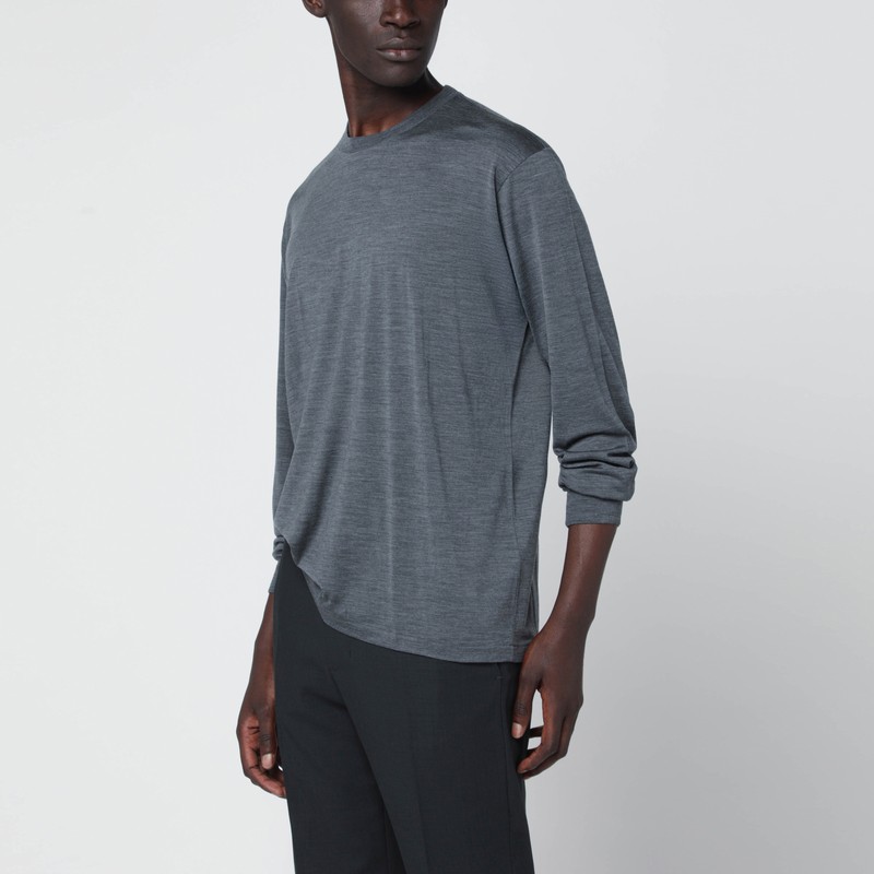 Grey wool crew-neck sweater