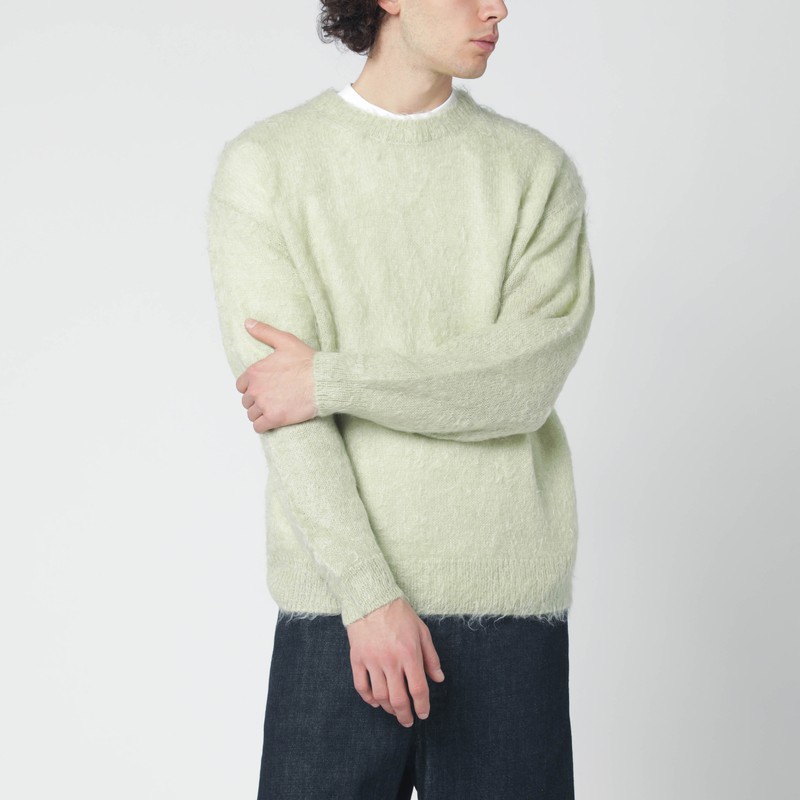 Light green brushed mohair-blend sweater