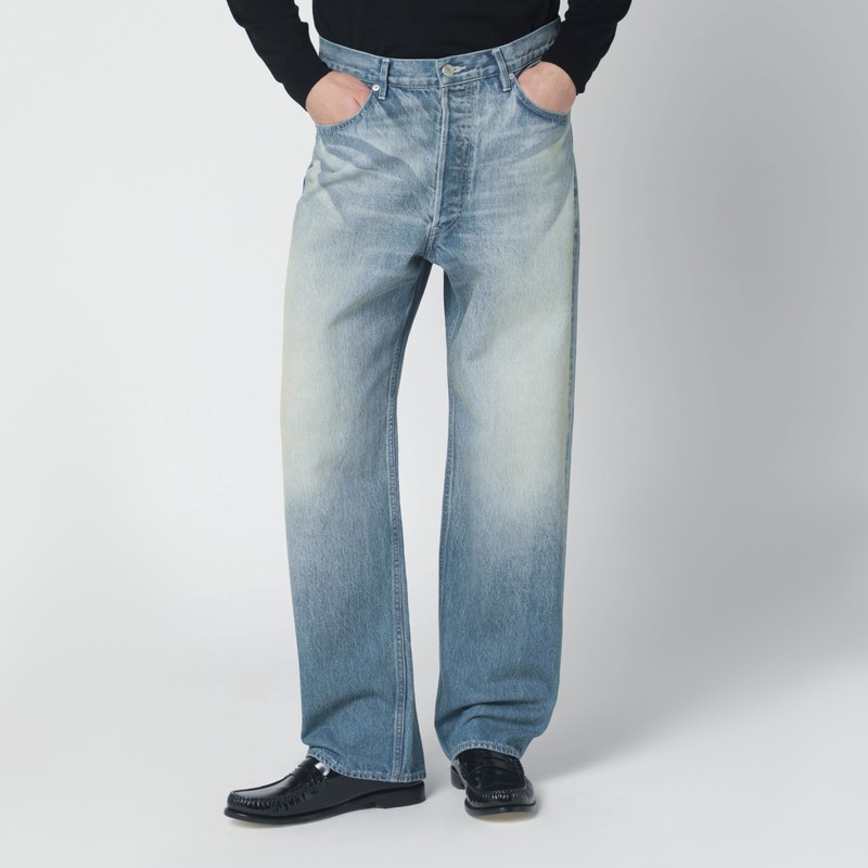Blue washed-effect jeans