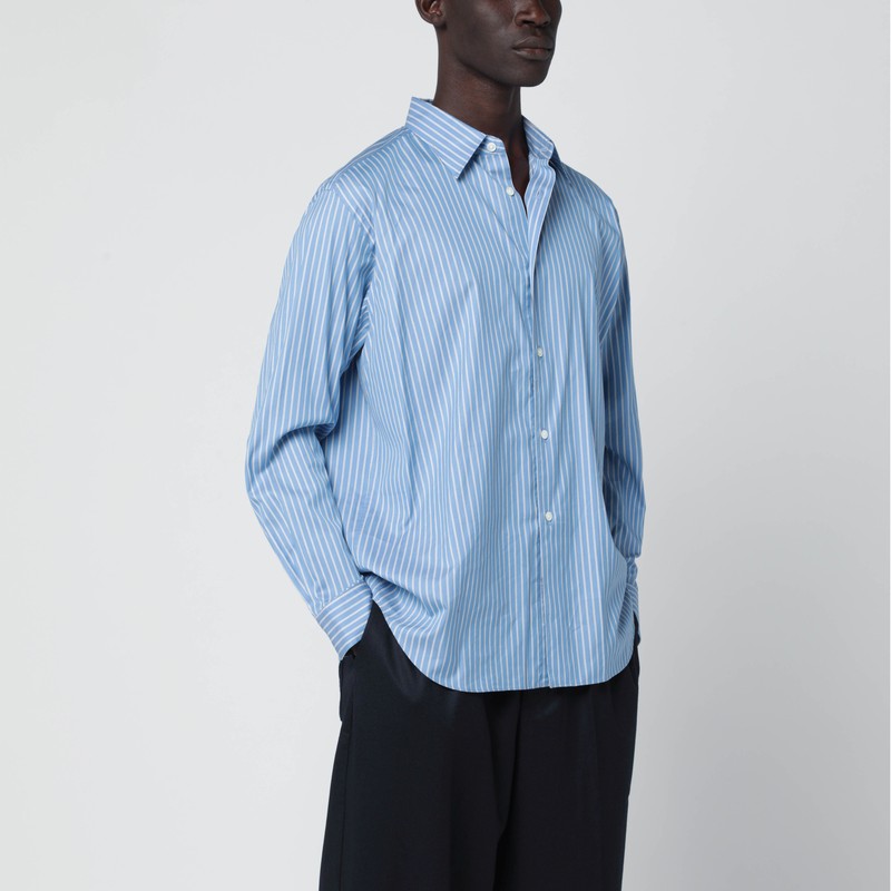 Light blue striped cotton and silk shirt
