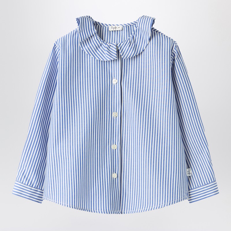 Blue and white striped cotton shirt