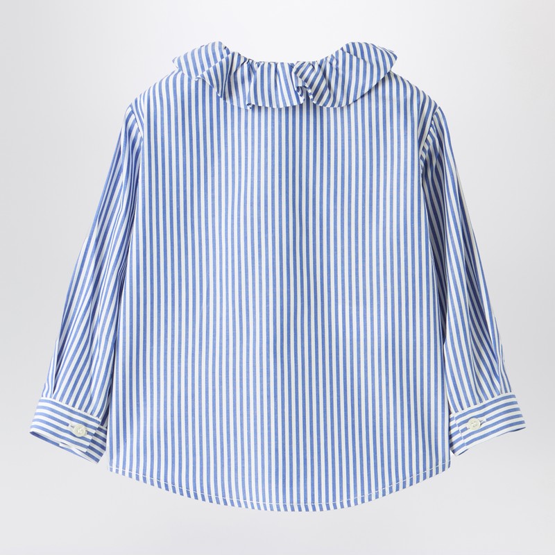 Il Gufo Blue And White Striped Cotton Shirt In Blue