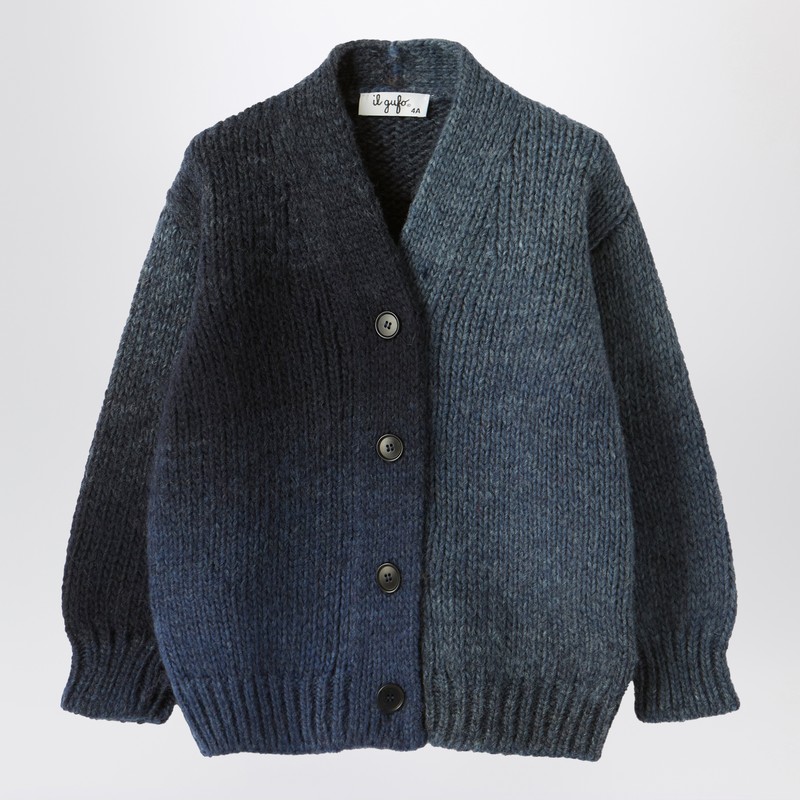 Blue gradient wool blend cardigan