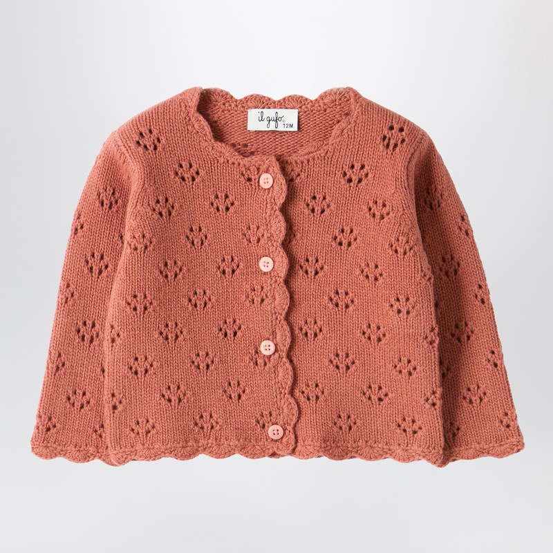 Pink cardigan with openwork pattern