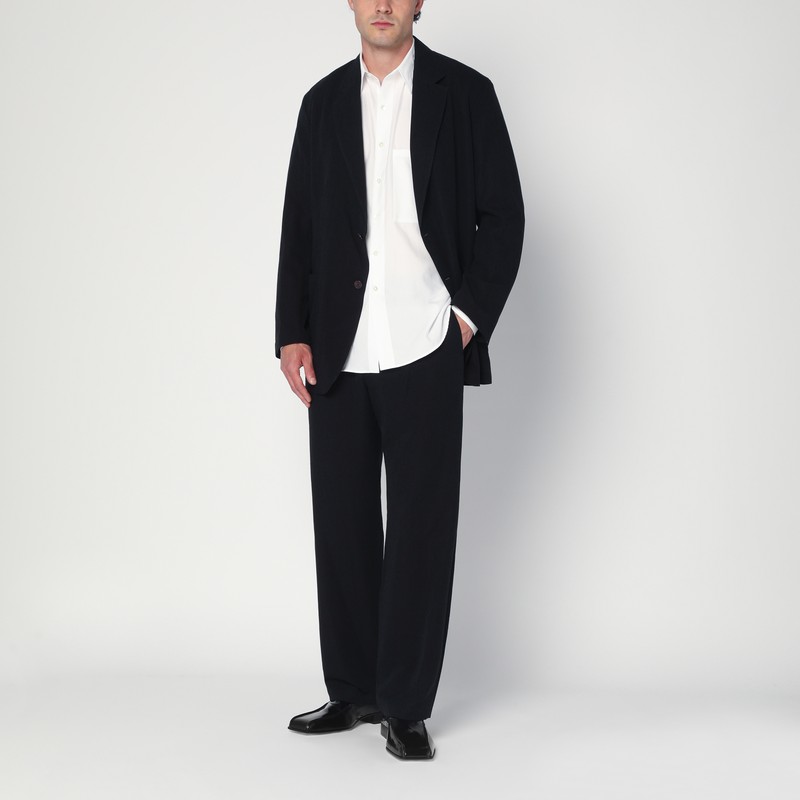 Auralee Single-breasted Black Jacket In Cotton And Wool Men In Black