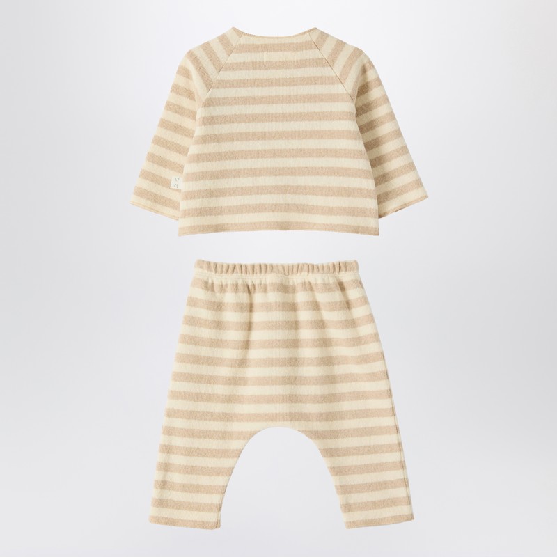 Teddy & Minou Two-piece Beige Striped Knit Set In Neutral