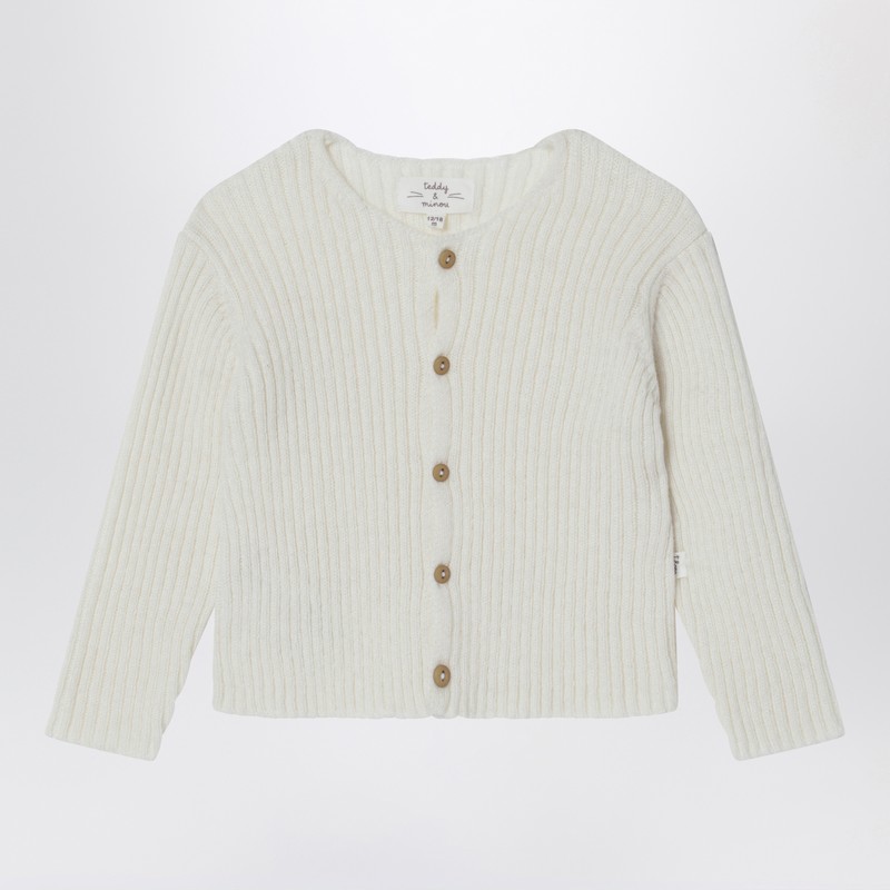 Milk-white wool-blend cardigan