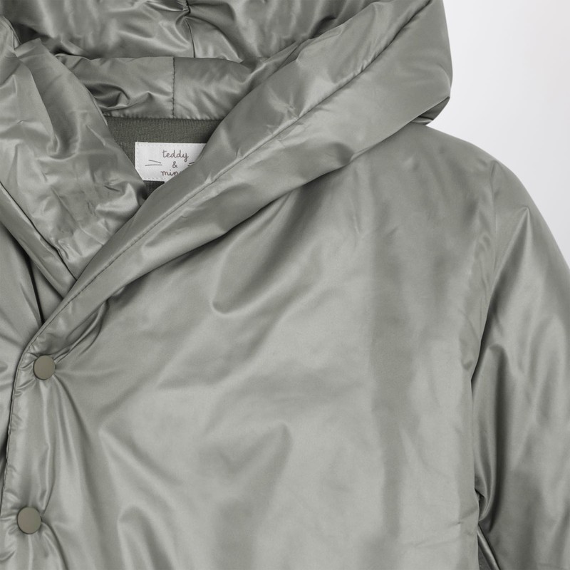 Teddy & Minou Fir Green Hooded Puffer Jacket In Gray