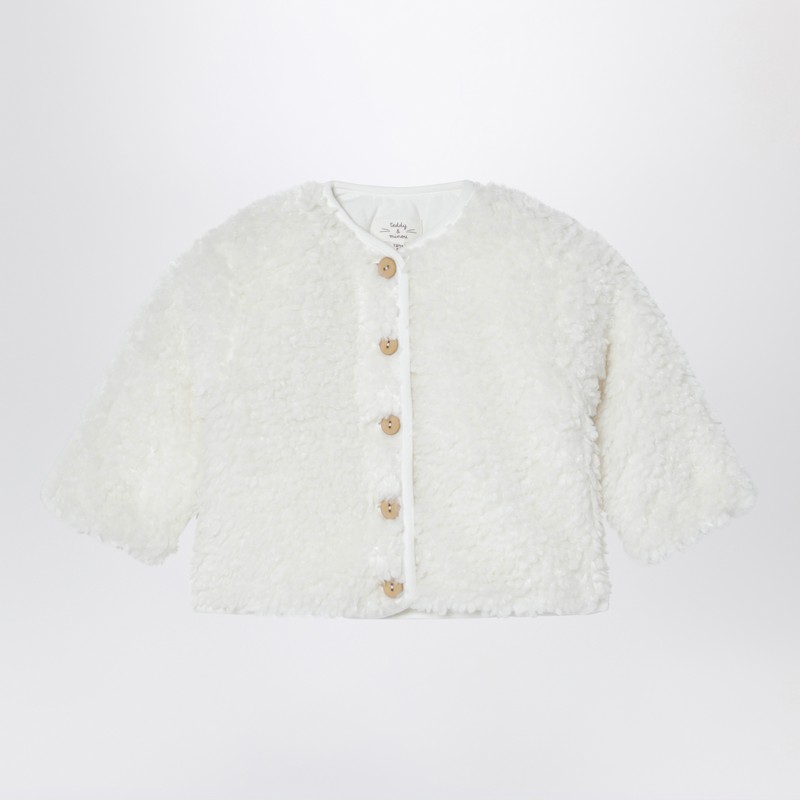 Teddy & Minou Milk-white Shearling-effect Jacket In White