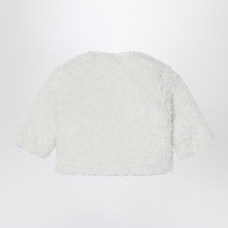 Teddy & Minou Milk-white Shearling-effect Jacket In White