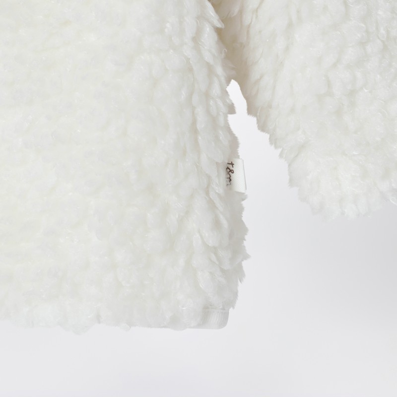 Teddy & Minou Milk-white Shearling-effect Jacket In White
