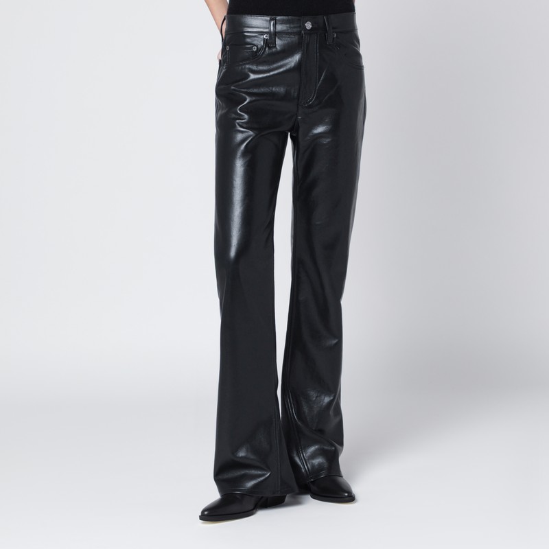 Agolde Black Faux Leather Trousers In Black