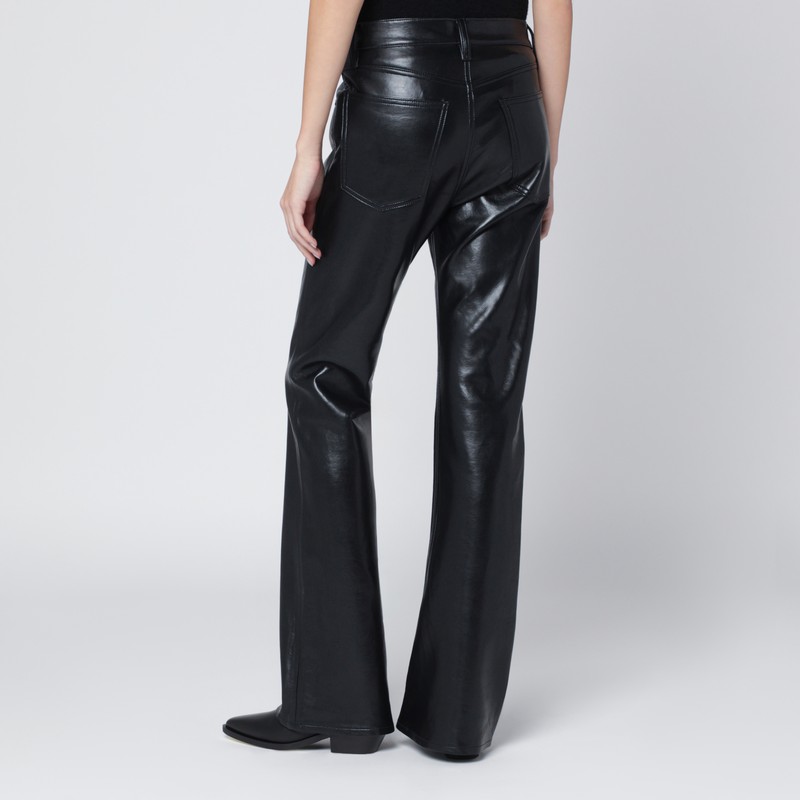 Agolde Black Faux Leather Trousers In Black