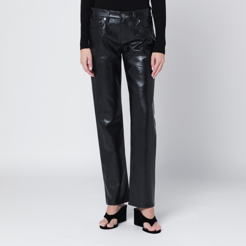 Black faux leather trousers