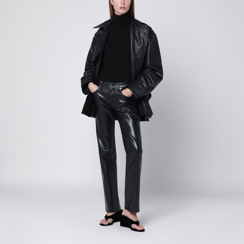 Agolde Faux Leather Trousers With Pockets And Loops In Black