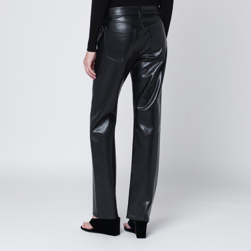 Agolde Faux Leather Trousers With Pockets And Loops In Black