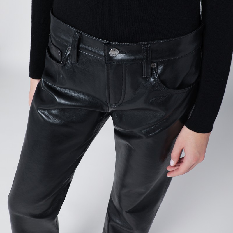 Agolde Faux Leather Trousers With Pockets And Loops In Black