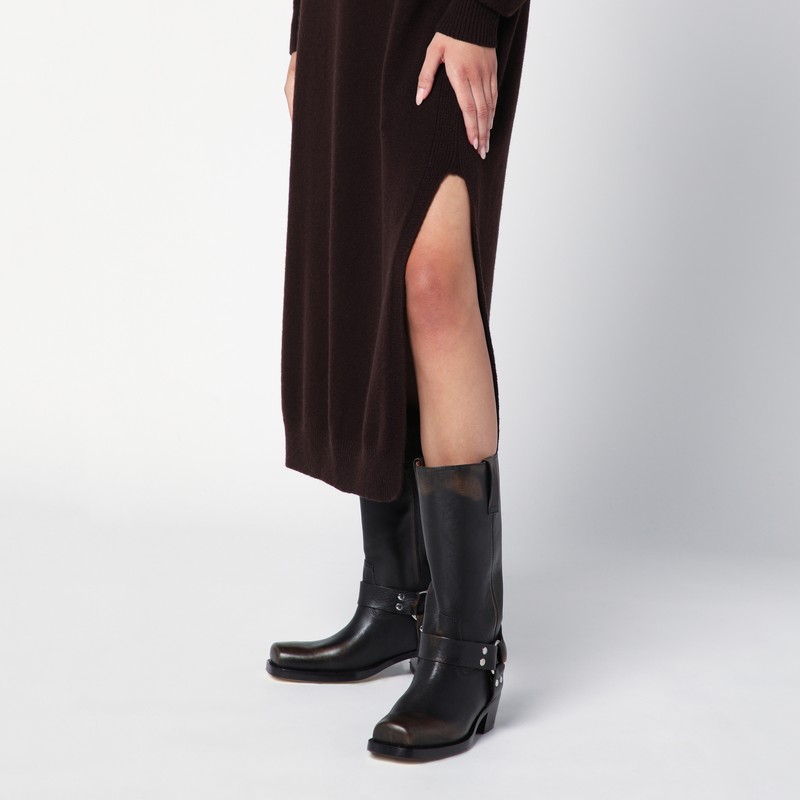 Roberto Collina Brown Cashmere Blend Turtleneck Dress In Brown