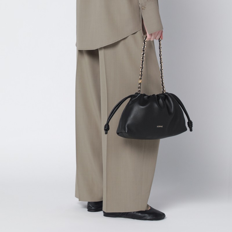 Loewe Medium Flamenco Purse Bag In Black Leather In Black