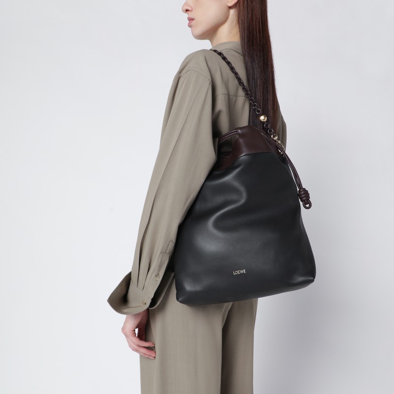 Loewe Flamenco Purse Tote Bag In Black/chestnut Brown In Black