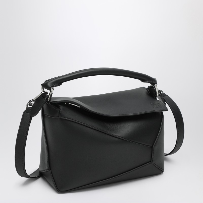Loewe Small Puzzle Edge Bag In Black Leather In Black