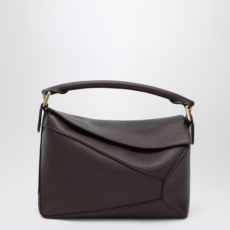 Loewe Small Puzzle Edge Bag In Dark Chestnut Grained Leather In Brown