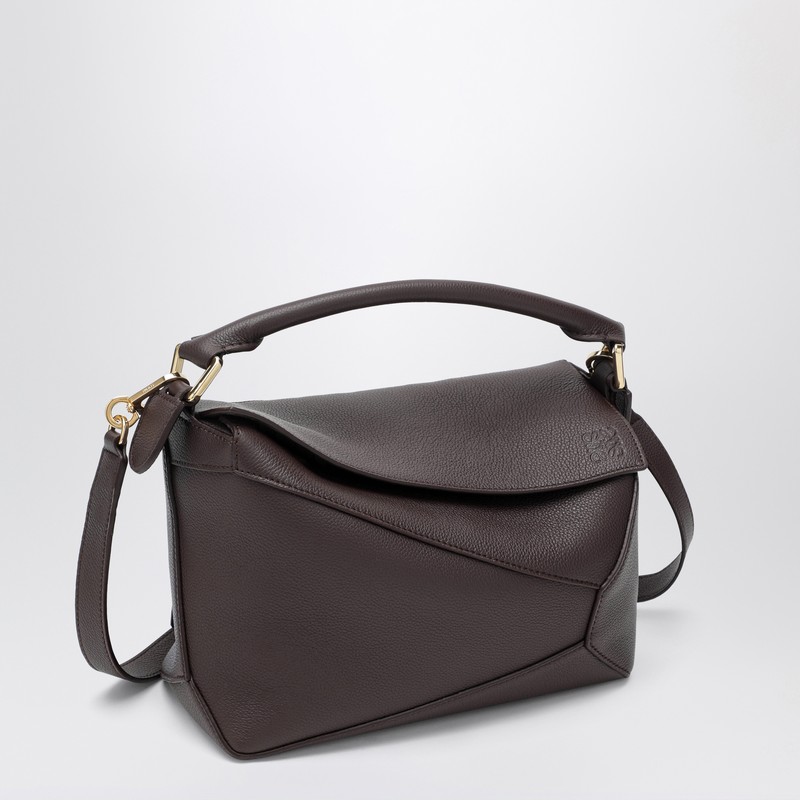 Loewe Small Puzzle Edge Bag In Dark Chestnut Grained Leather In Brown
