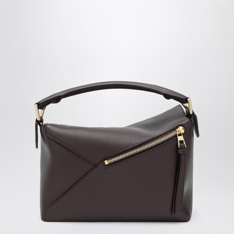Loewe Small Puzzle Edge Bag In Dark Chestnut Grained Leather In Brown