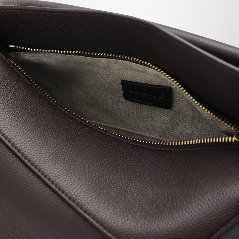 Loewe Small Puzzle Edge Bag In Dark Chestnut Grained Leather In Brown