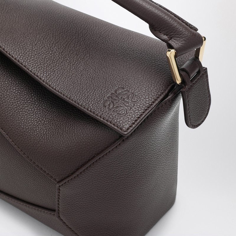 Loewe Small Puzzle Edge Bag In Dark Chestnut Grained Leather In Brown