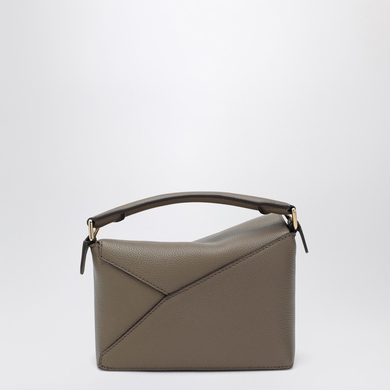 Loewe Mini Puzzle Edge Bag In Taupe Grained Leather In Gray